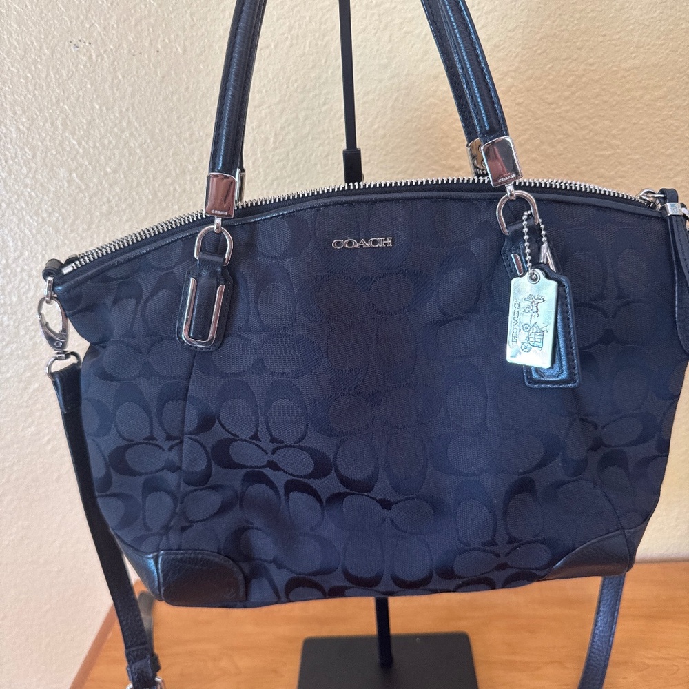 Coach Madison black monogram shoulder bag